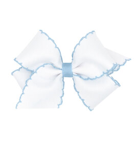 Wee Ones Small White Moonstitch Bow in Light Blue