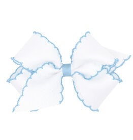 Wee Ones Medium White Moonstitch Bow in Light Blue