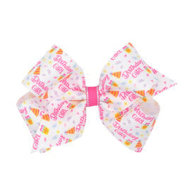 Wee Ones Medium Birthday Girl Print Bow