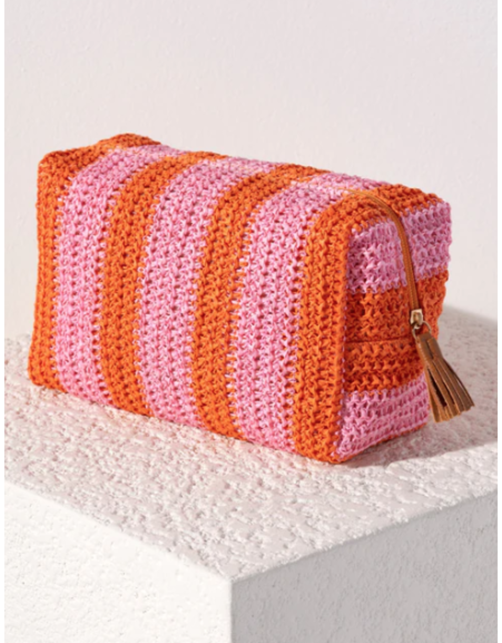 Accessories Shop by Place & Gather Filomena Zip Pouch in Pink/Orange Stripes