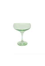 Mariposa Green with White Rim Coupe Glass