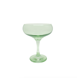 Mariposa Green with White Rim Coupe Glass