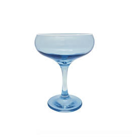 Mariposa Blue with White Rim Coupe Glass