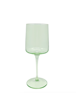 Mariposa Green with White Rim Stemmed Wine Glass