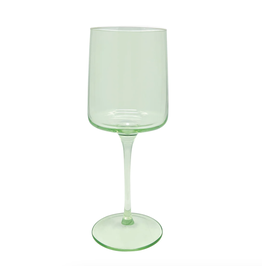 Mariposa Green with White Rim Stemmed Wine Glass