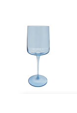 Mariposa Blue with White Rim Stemmed Wine Glass