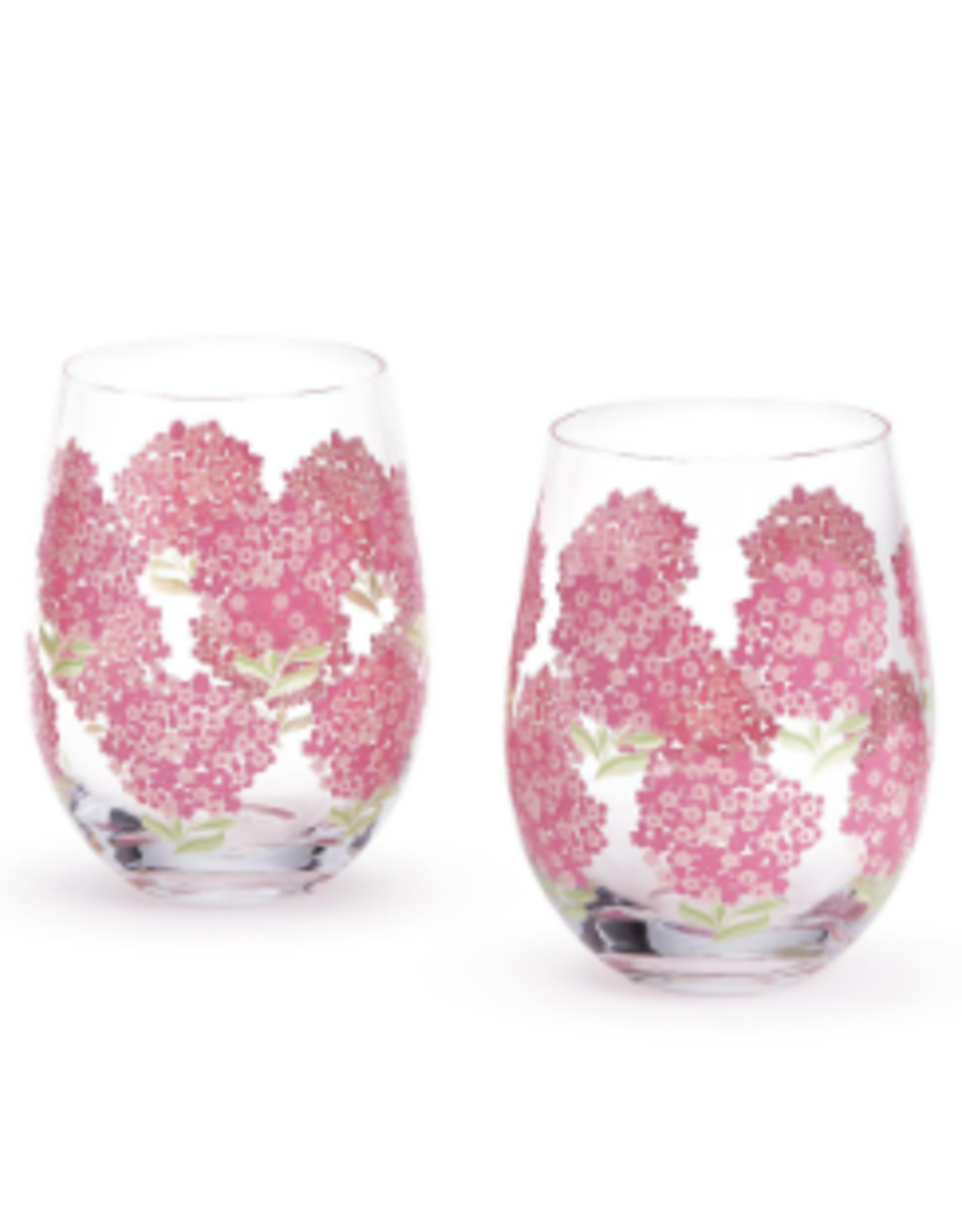 Decor Shop by Place & Gather Pink Hydrangea Hand Painted Stemless Wine Glass