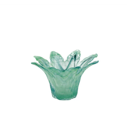 Vietri Onda Glass Small Leaf Centerpiece in Green