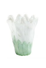 Vietri Onda Glass Medium Vase in Green & White