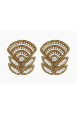 Beth Ladd Collection Block Print Flower Earrings in Caramel Gold