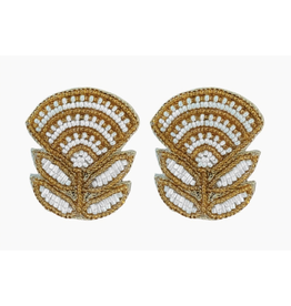 Beth Ladd Collection Block Print Flower Earrings in Caramel Gold