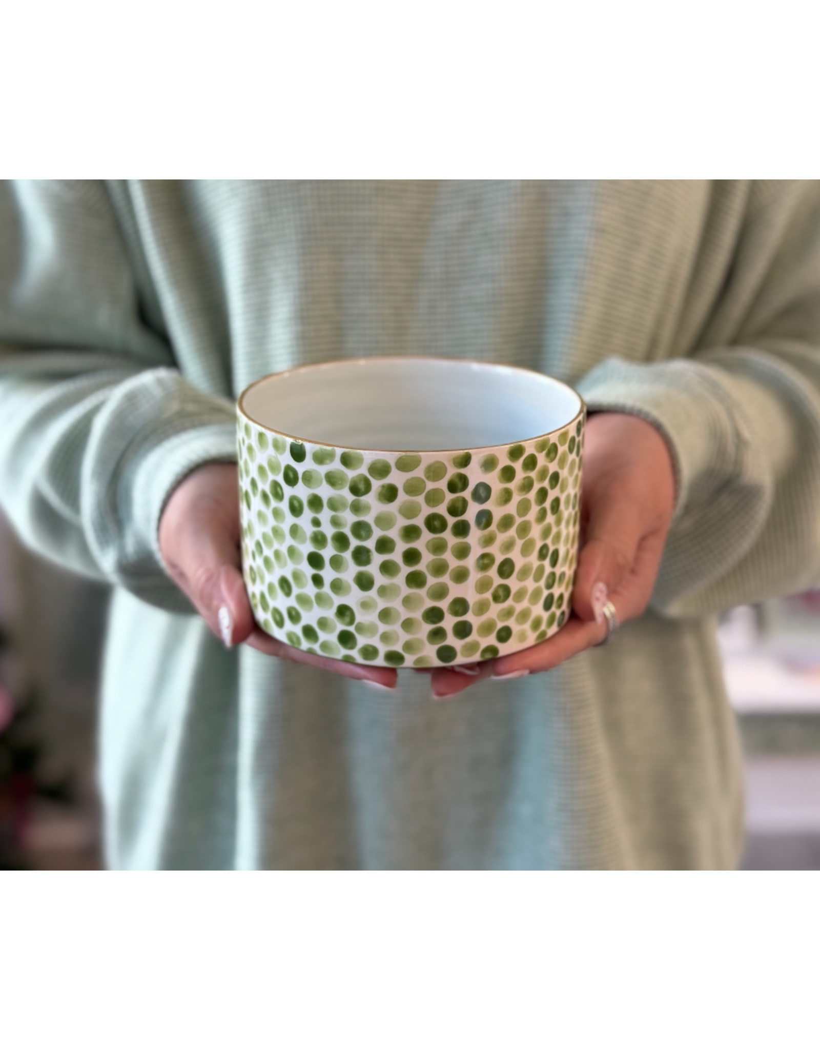 Jill Rosenwald Ice Cream Bowl in Green Micro Dot by Jill Rosenwald