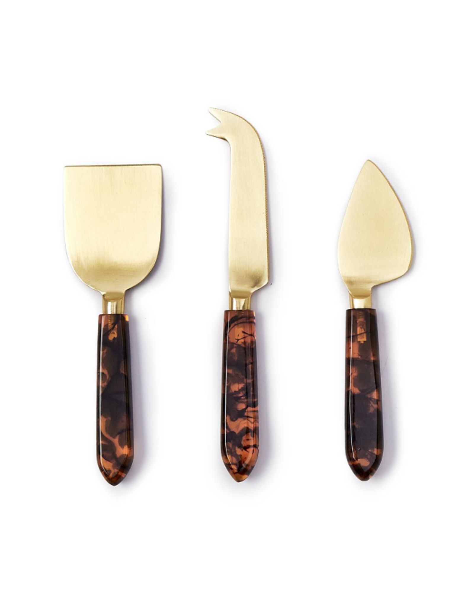 Decor Shop by Place & Gather Tortoise Handle Set of Cheese Knives in Gold