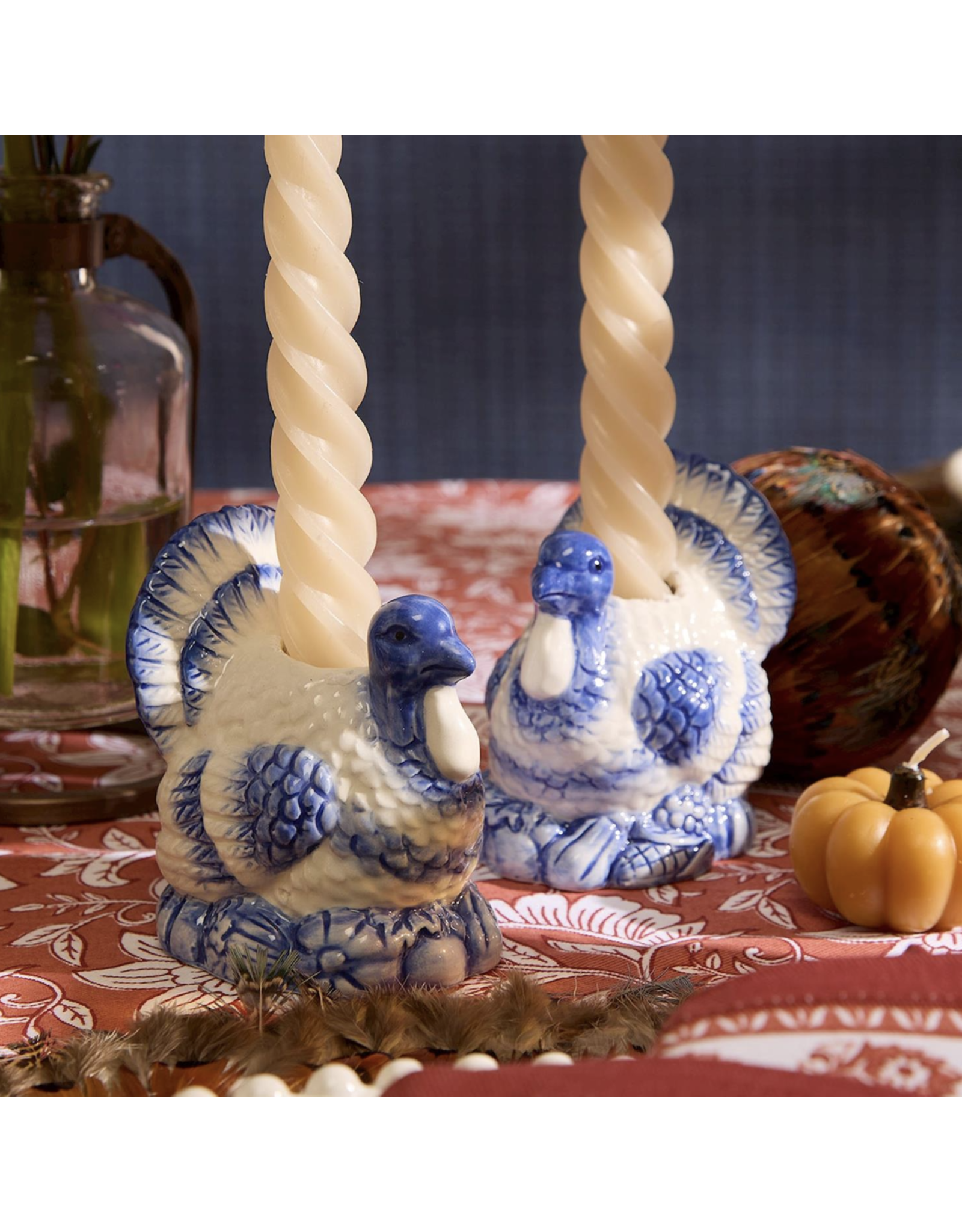 Decor Shop by Place & Gather Blue & White Turkey Taper Candle Holder - Set of Two