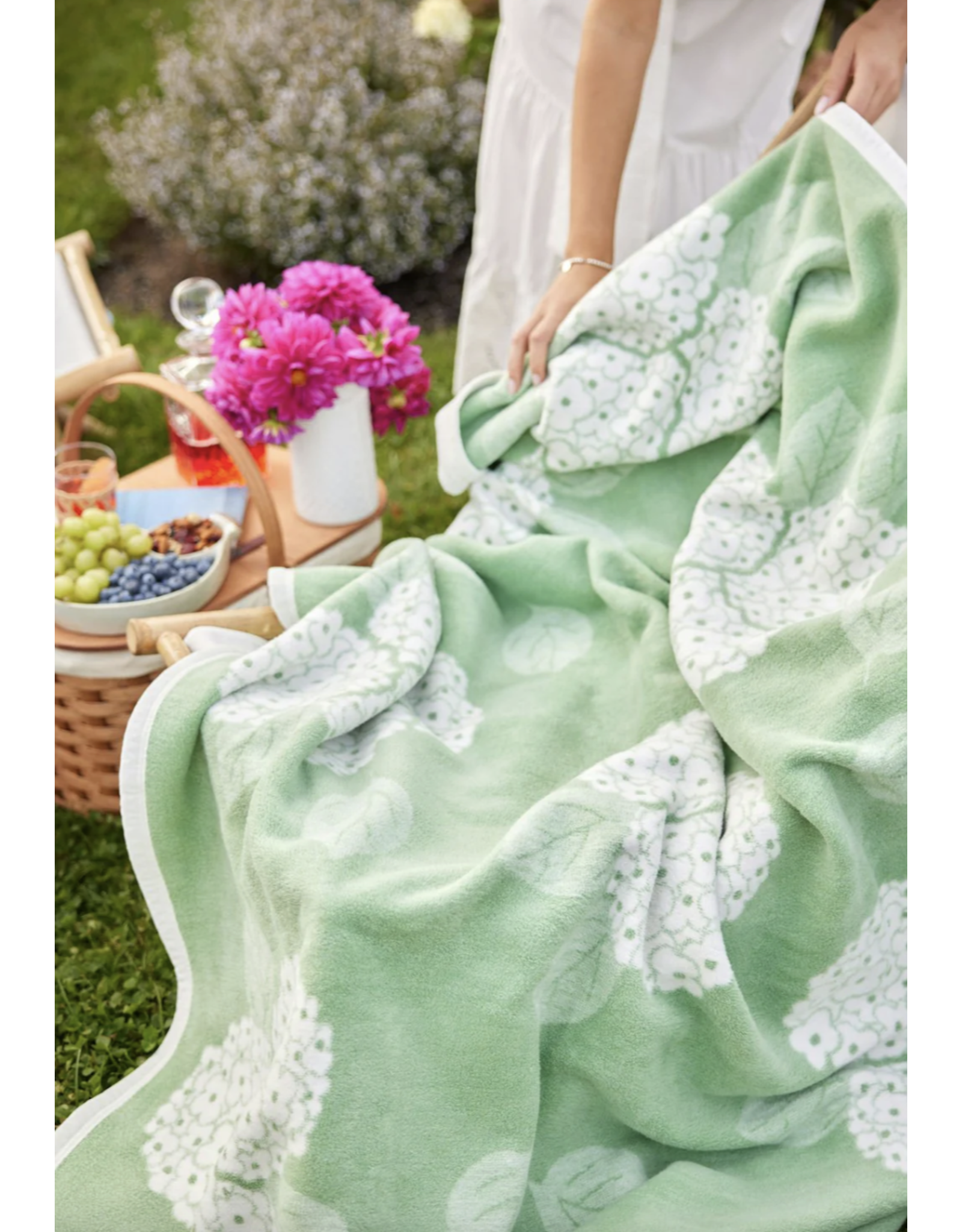 ChappyWrap Hydrangeas Sage Green Blanket by ChappyWrap
