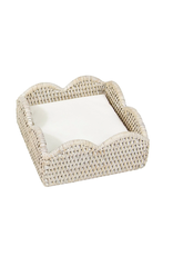 Caspari Rattan Scalloped Cocktail Napkin Holder in Cream