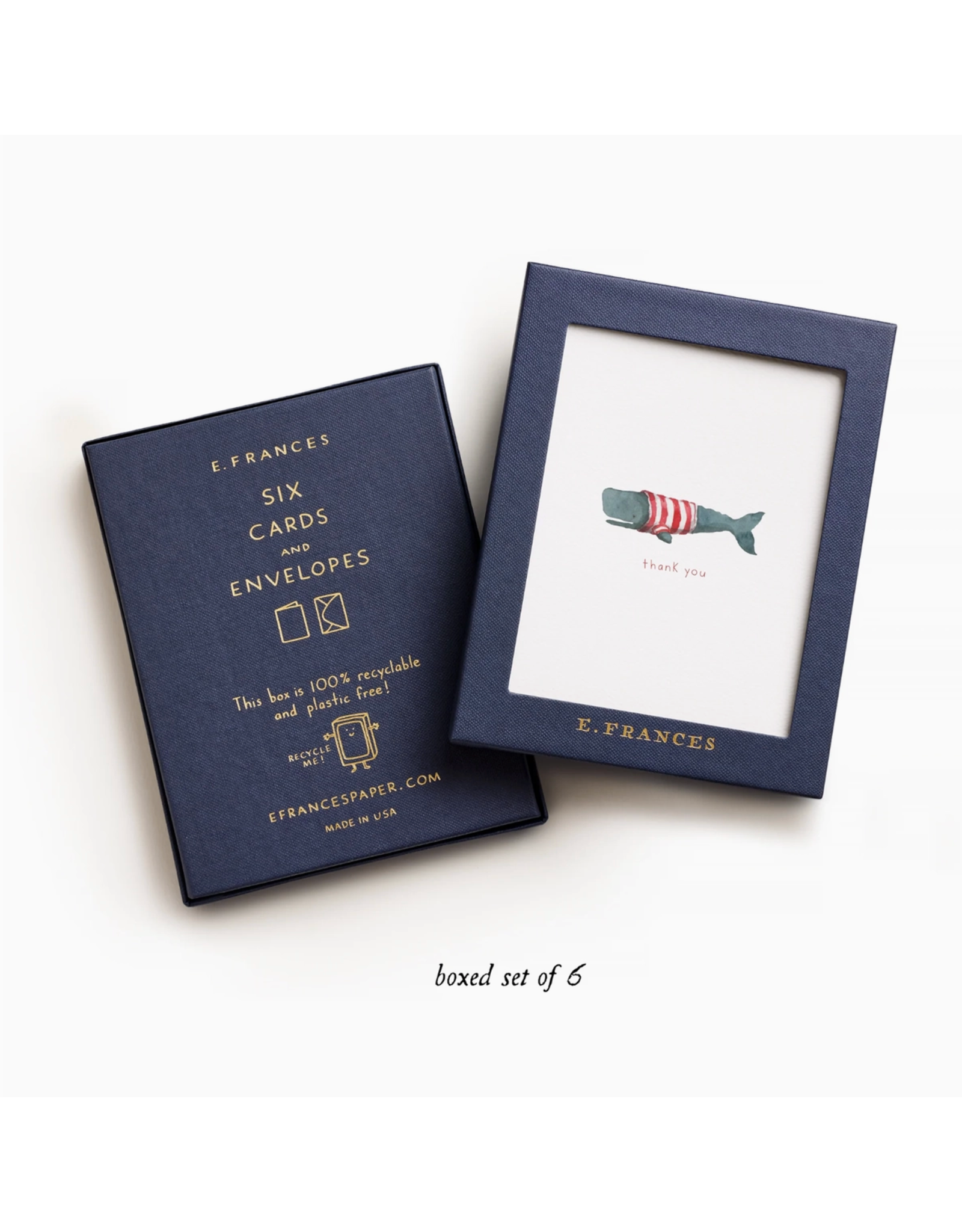 E. Frances Whale Thanks Boxed Notecards - Set of 6
