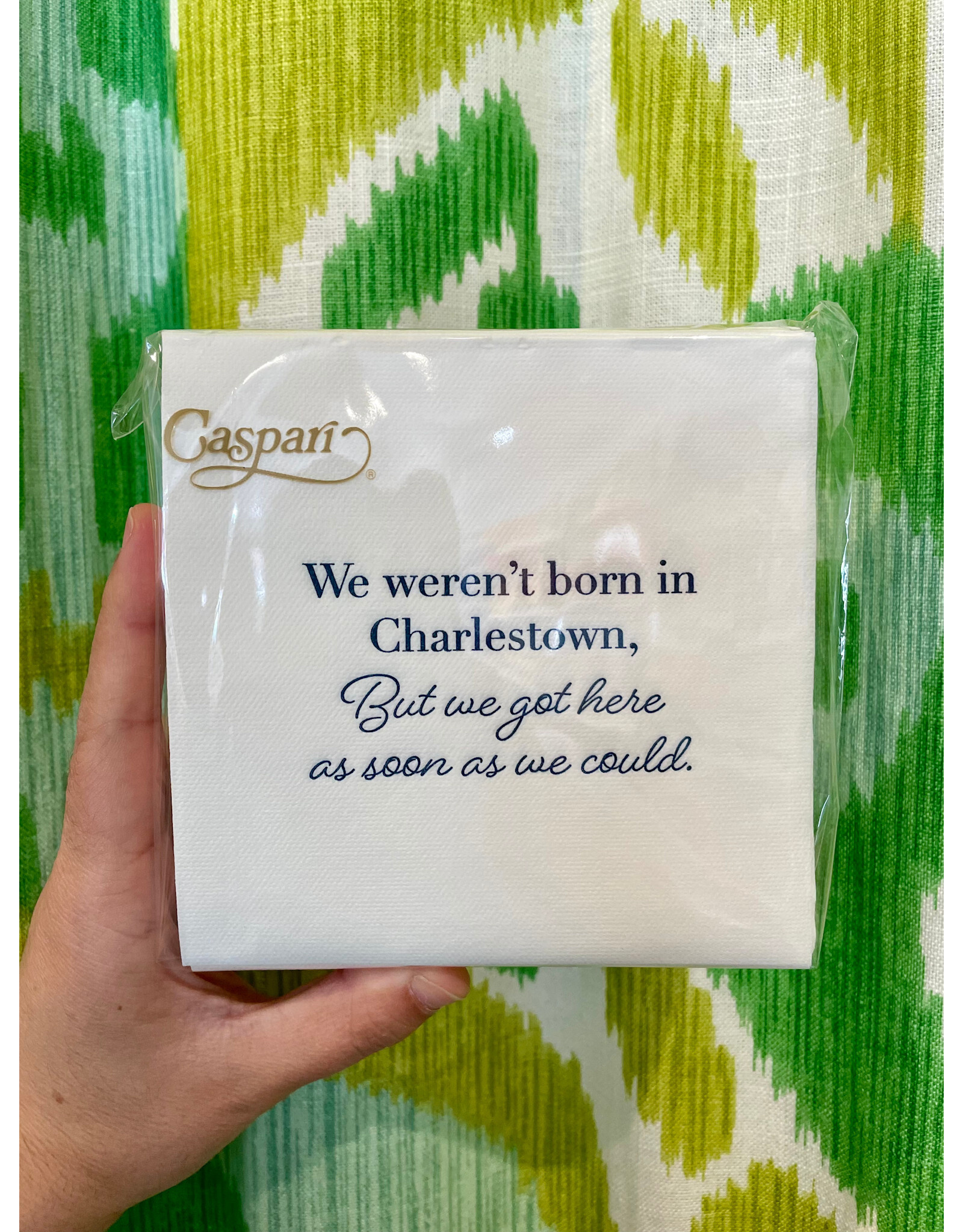 Caspari We Weren't Born in Charlestown in White Cocktail Napkins