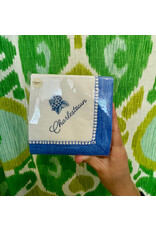 Caspari Charlestown Cocktail Napkin with Navy Hydrangea