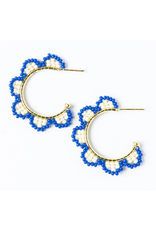 Ink + Alloy Luna Beaded Scallop Hoop in Lapis Blue