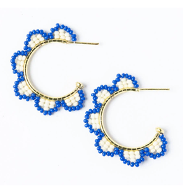 Ink + Alloy Luna Beaded Scallop Hoop in Lapis Blue