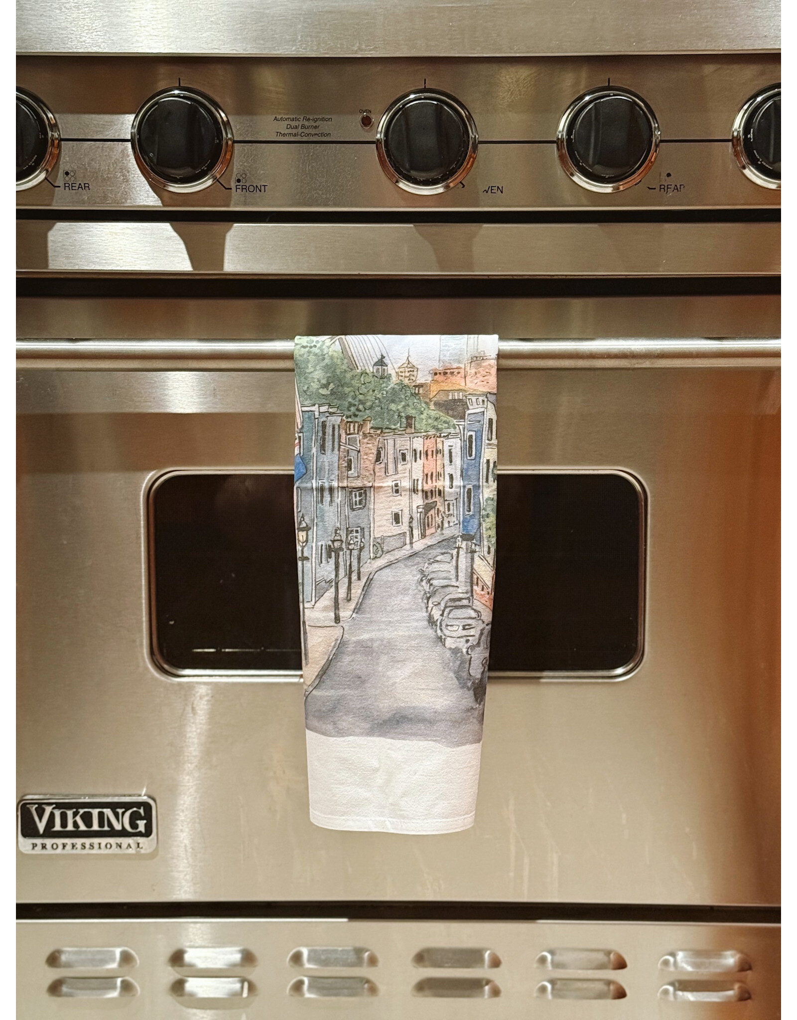 Kelley Cintra Studio Pleasant Street Charlestown Tea Towel by Kelley Cintra Studio