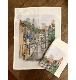 Kelley Cintra Studio Pleasant Street Charlestown Tea Towel by Kelley Cintra Studio