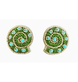 Beth Ladd Collection Spiral Shell Studs in Green & Turquoise by Beth Ladd