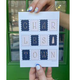 Evoke Type Studio Charlestown Stamps Flat Note Greeting Card