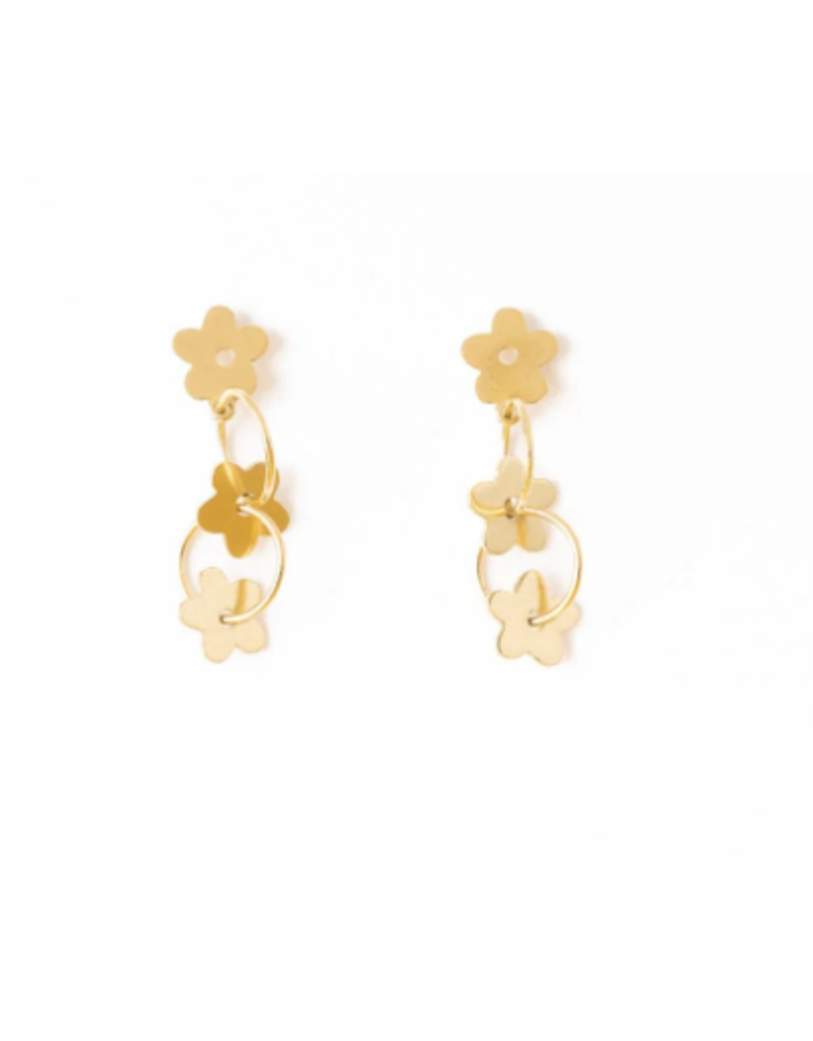 Ink + Alloy Daisy Floral Chain Earring in Gold