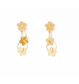 Ink + Alloy Daisy Floral Chain Earring in Gold
