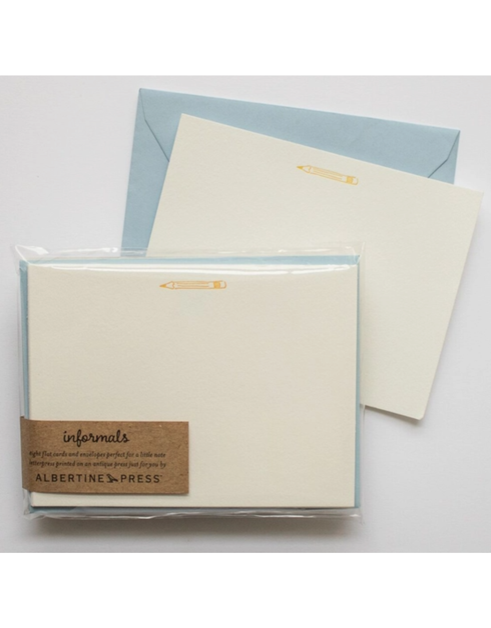Albertine Press Pencil Flat Note Cards - Set of 8
