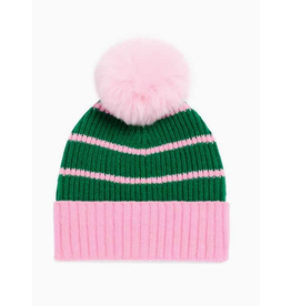 Allison Beanie in Green & Pink