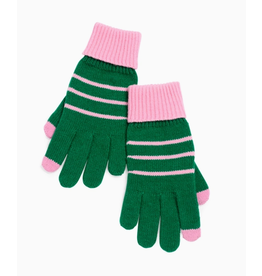 Allison Touchscreen Gloves in Green & Pink