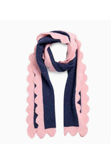 Melody Scallop Scarf in Navy & Pink