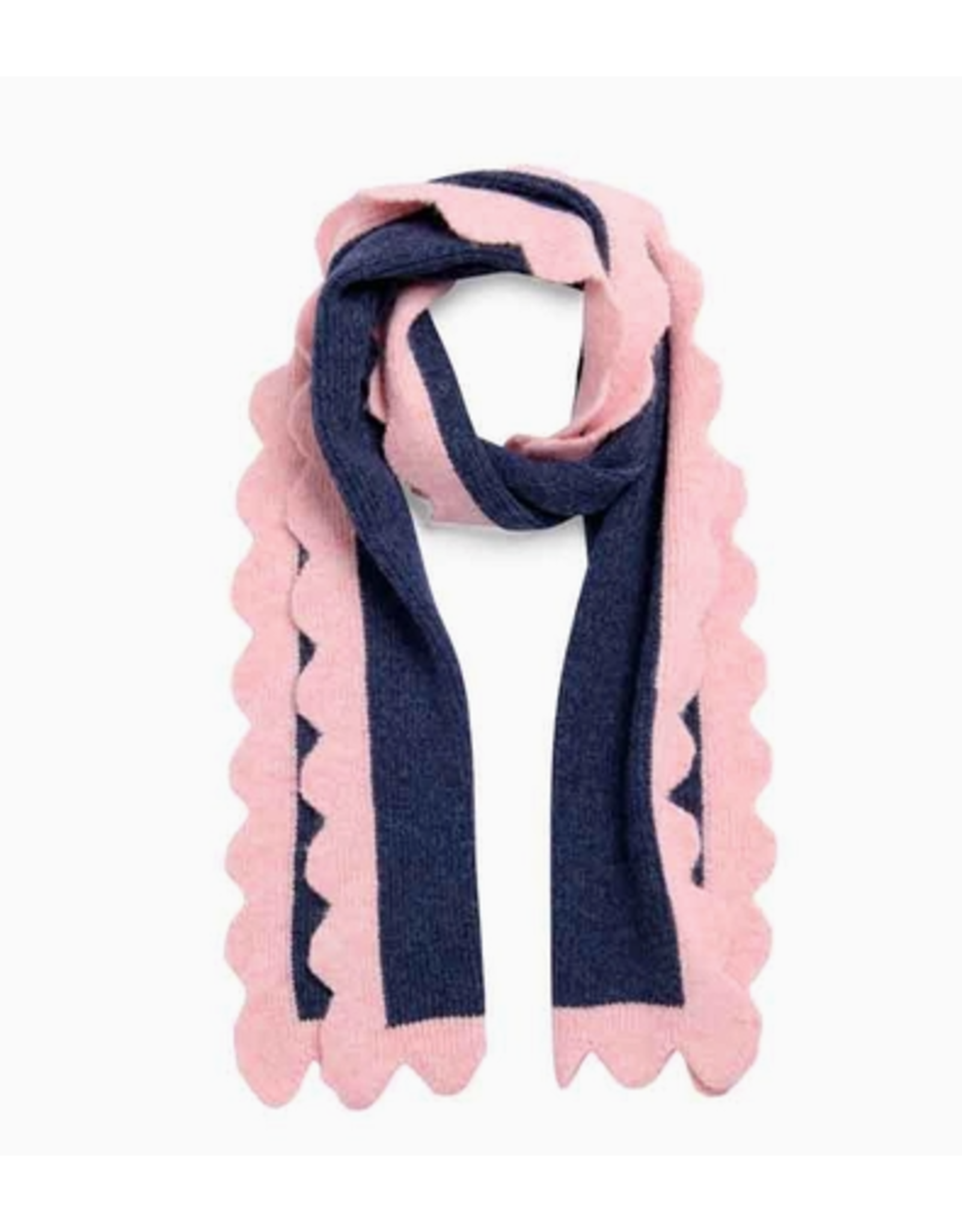 Melody Scallop Scarf in Navy & Pink