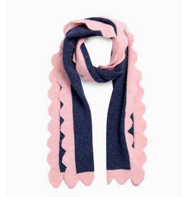 Melody Scallop Scarf in Navy & Pink