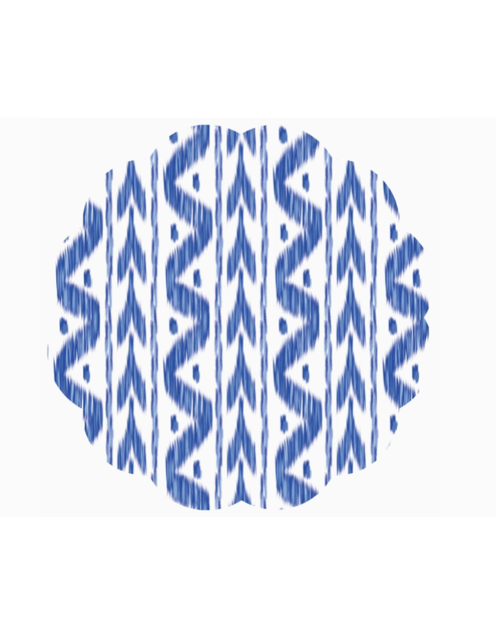 Lucy Grymes Designs Blue Ikat Scalloped Paper Placemats - Set of 24