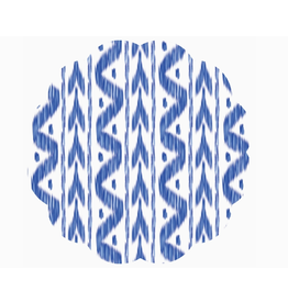 Lucy Grymes Designs Blue Ikat Scalloped Paper Placemats - Set of 24