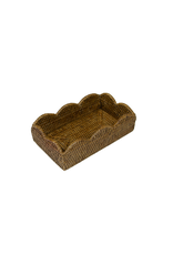 Caspari Rattan Scalloped Guest Towel Holder in Dark Natural