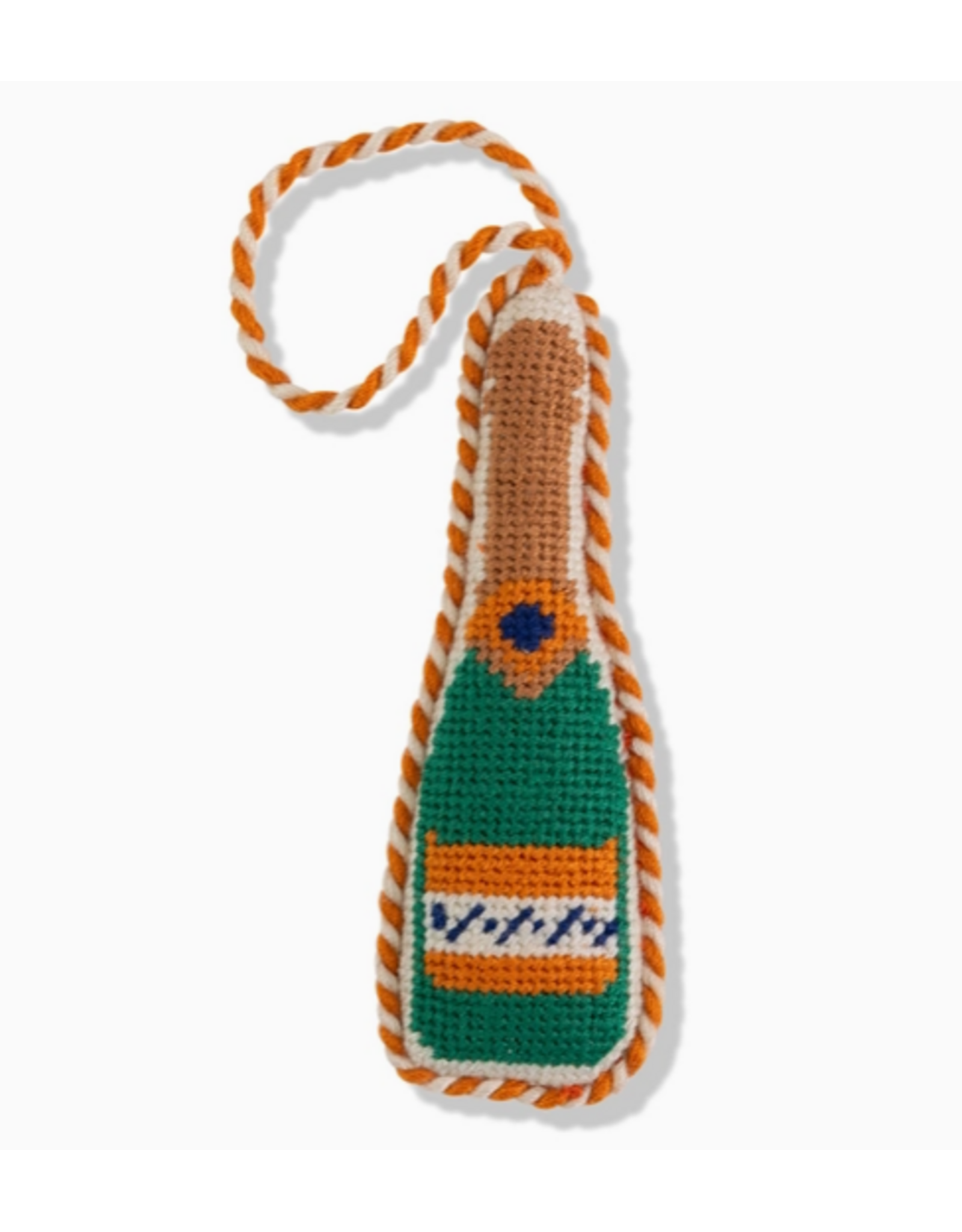 Furbish Studio Champagne Bottle Needlepoint Ornament