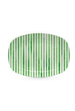 Mariposa Melamine Platter in Dark Green Stripes
