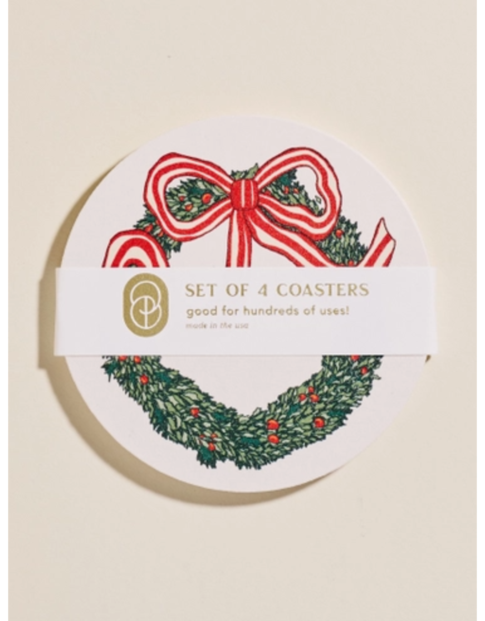 One and Only Paper Holiday Wreath Coasters - Set of 4