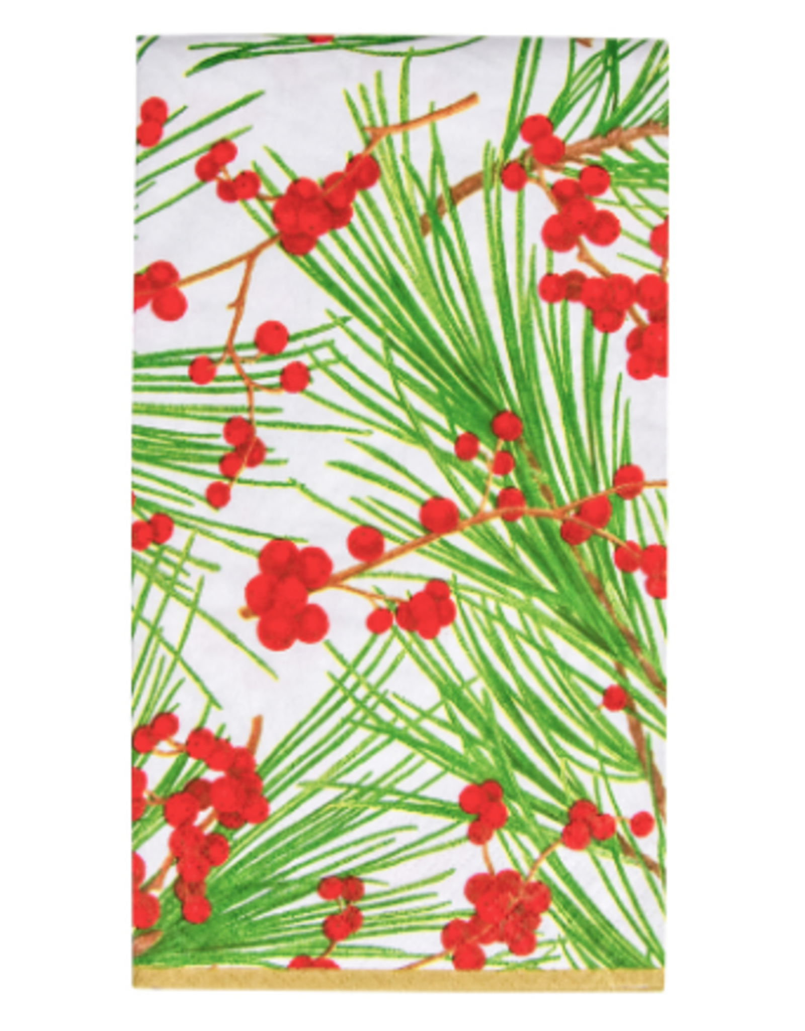 Caspari Berries & Pine Guest Towel