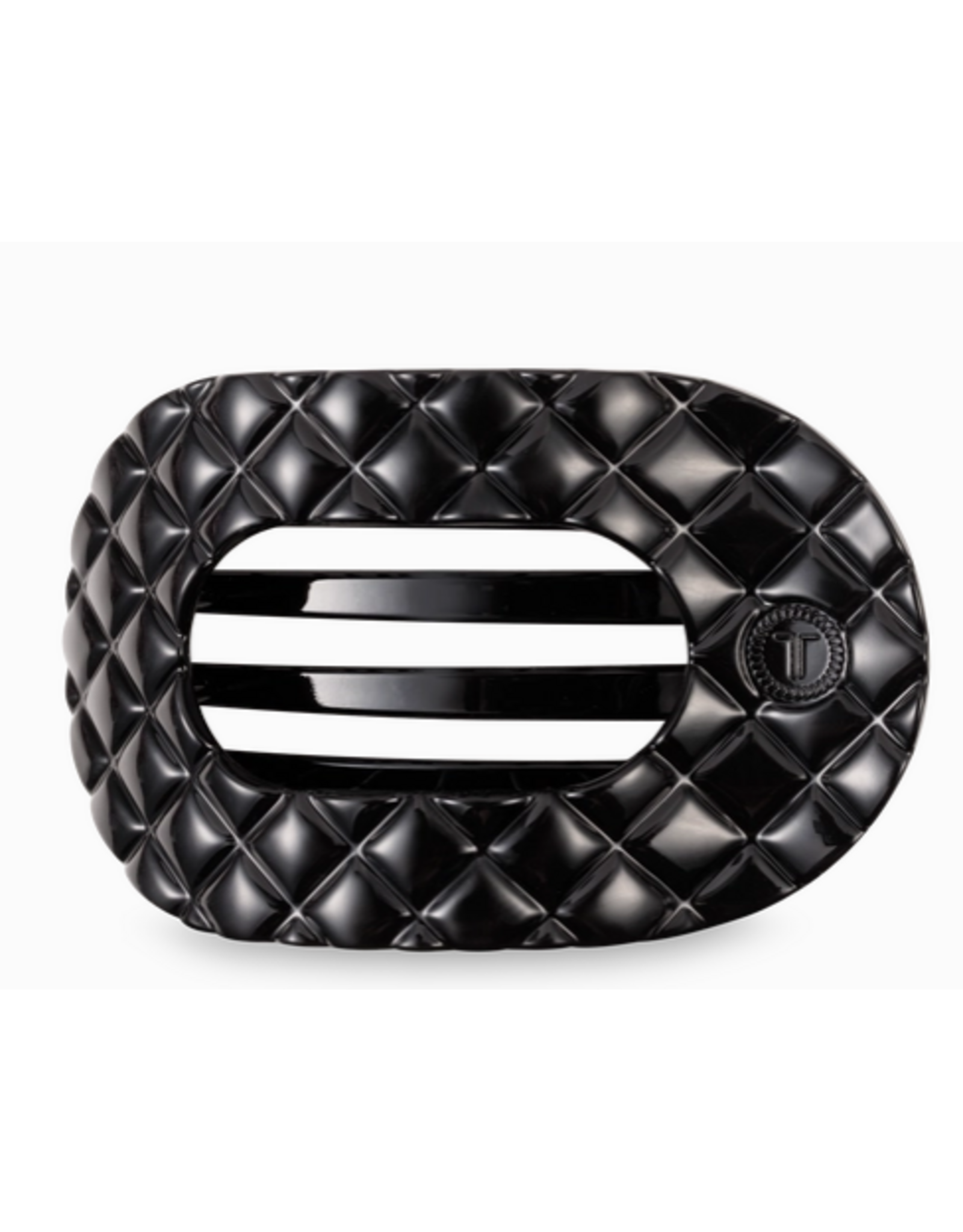 Teleties Jet Black Quilted Teleties Flat Hair Clip - Large