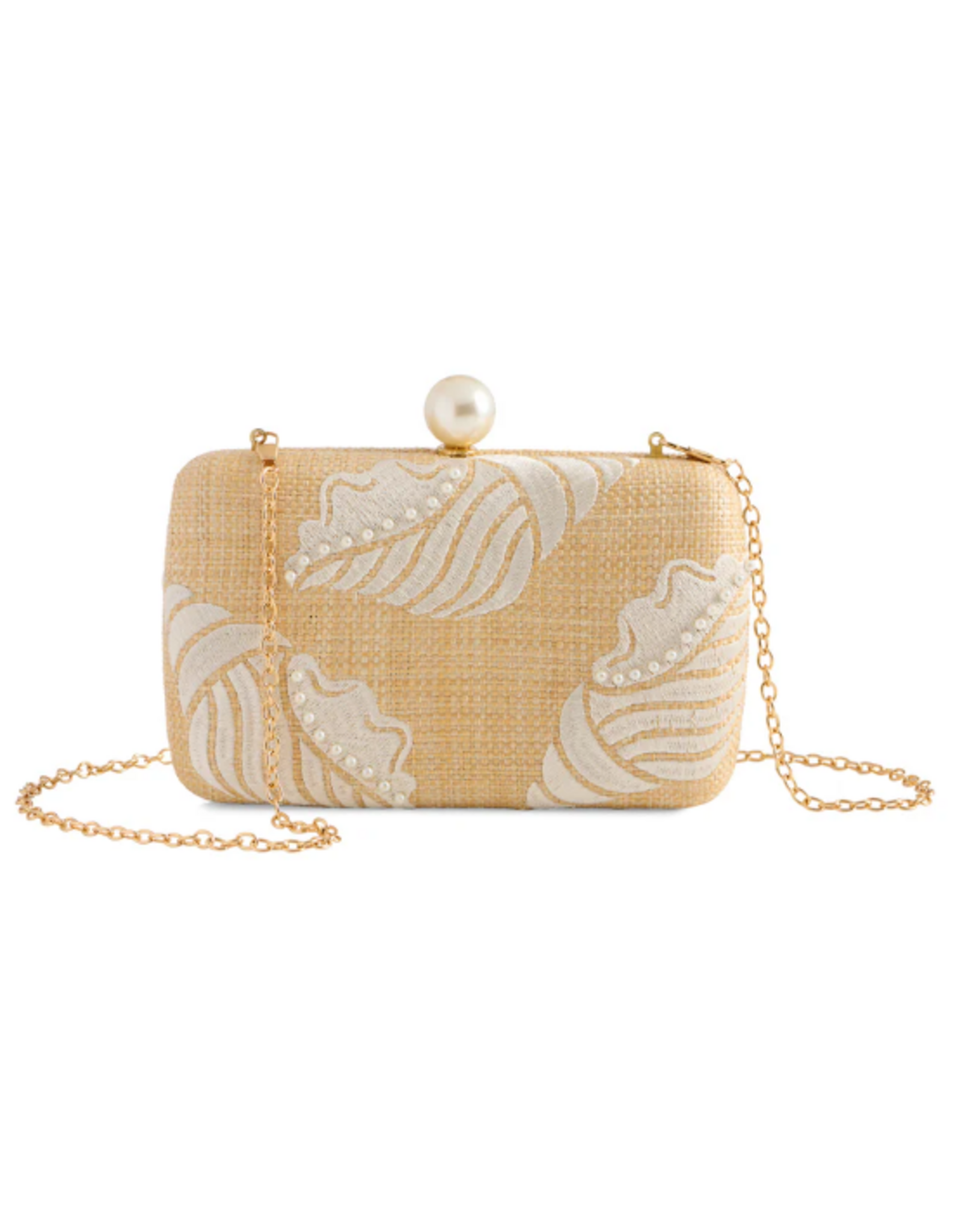 Sora Minaudiere Clutch in Natural & Silver Shell
