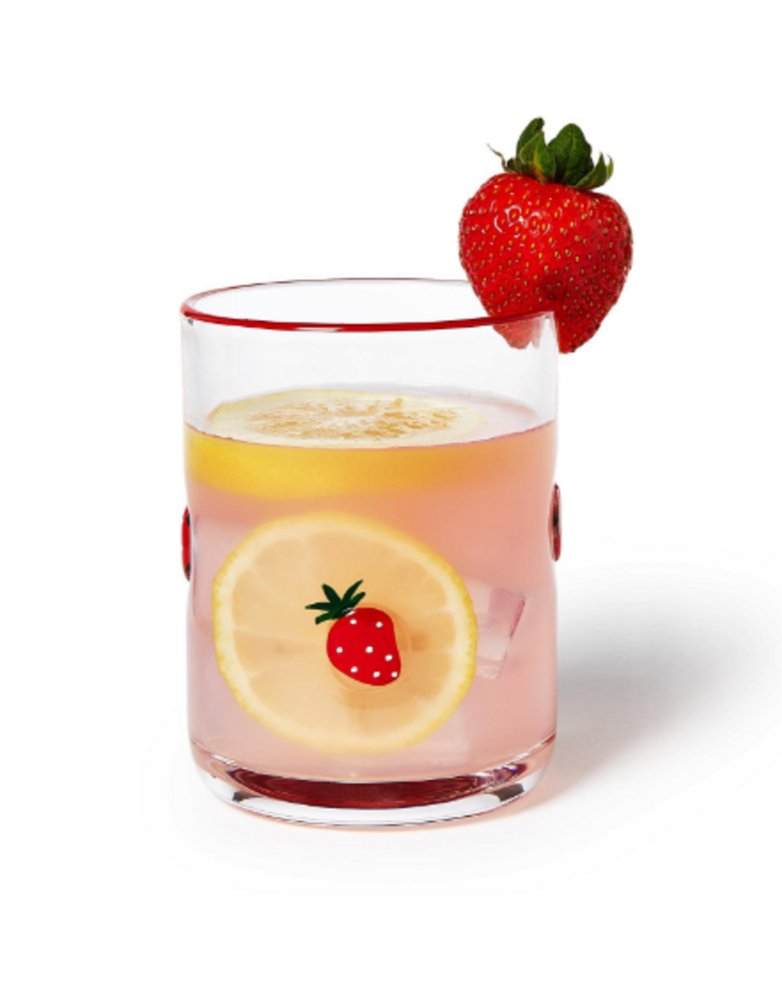 Tabletop Shop at Place & Gather Hand-Painted Double Old Fashion Glass in Strawberry