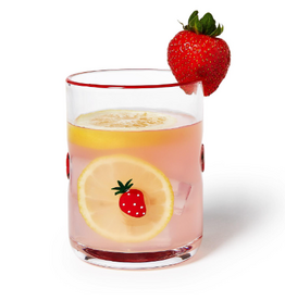 Tabletop Shop at Place & Gather Hand-Painted Double Old Fashion Glass in Strawberry
