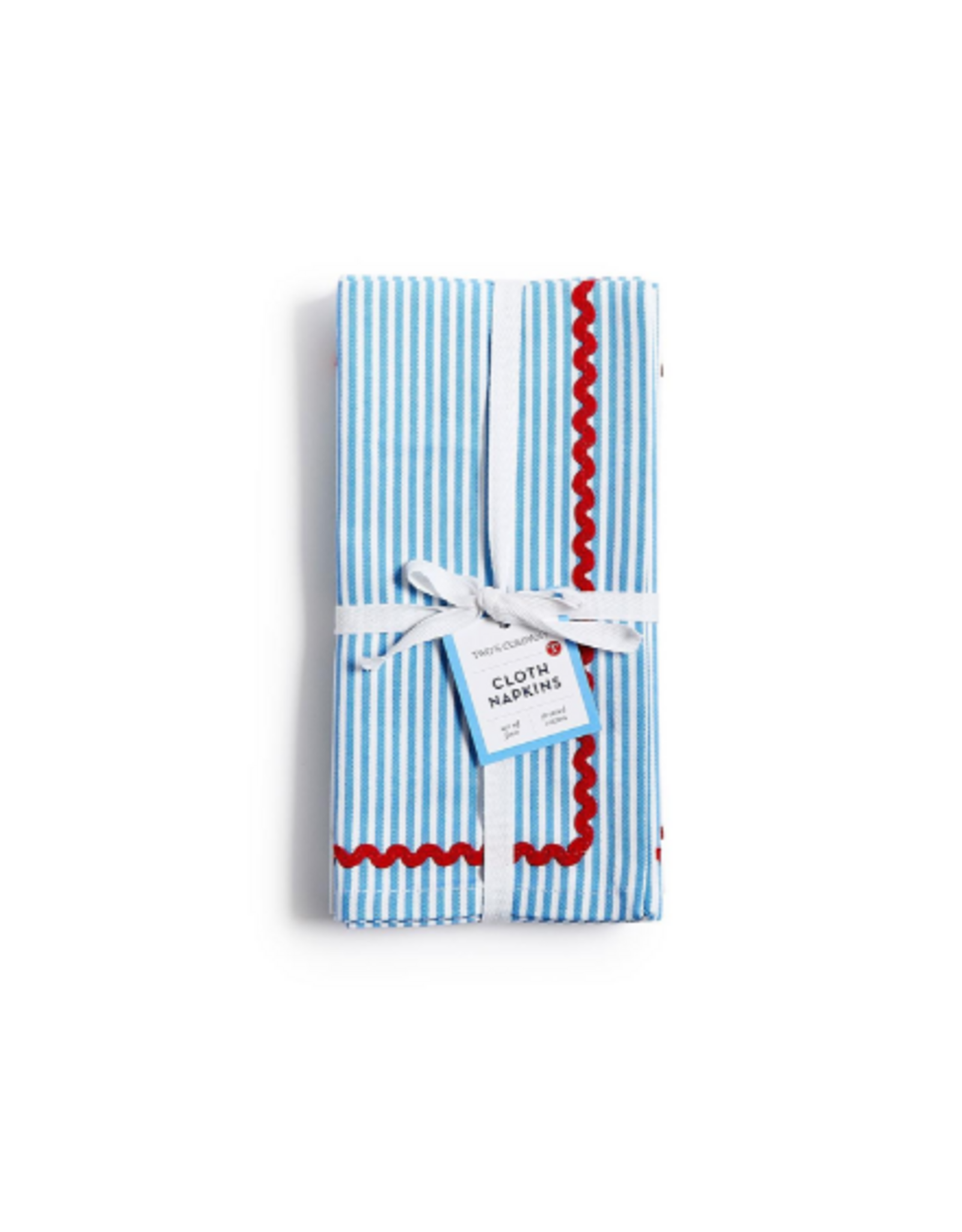 Decor Shop by Place & Gather Blue Stripe with Ric Rac Trim Cloth Napkins, Set of 4