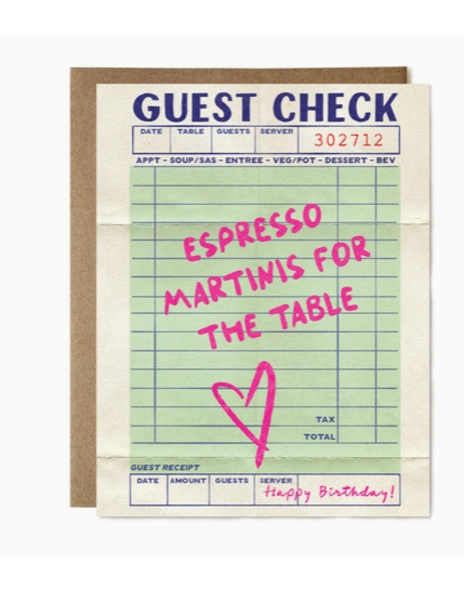 Ula Bloom Espresso Martini Guest Check Birthday Card